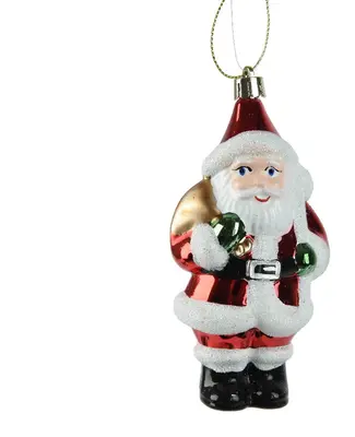 Decoris kunststof kerst ornament kerstman 13cm rood, wit