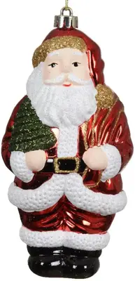 Decoris kunststof kerst ornament kerstman 17cm rood - afbeelding 1