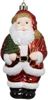 Decoris kunststof kerst ornament kerstman 17cm rood - afbeelding 1