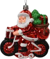 Decoris kunststof kerst ornament kerstman fiets 10cm rood, wit  kopen?