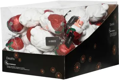 Decoris kunststof kerst ornament kerstman hoofd 13.5cm rood, wit - afbeelding 2