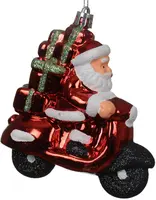 Decoris kunststof kerst ornament kerstman op scooter 10cm rood kopen?