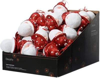 Decoris kunststof kerst ornament kerstman paddenstoel 10cm rood, wit - afbeelding 2