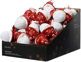 Decoris kunststof kerst ornament kerstman paddenstoel 10cm rood, wit - afbeelding 2