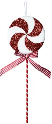 Decoris kunststof kerst ornament lolly 42cm rood, wit
