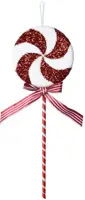 Decoris kunststof kerst ornament lolly 42cm rood, wit kopen?