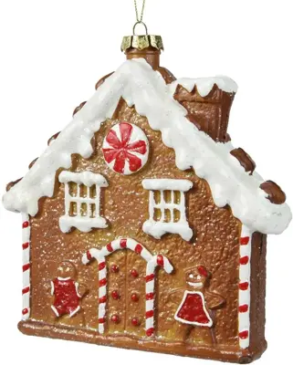 Decoris kunststof kerst ornament peperkoek huis 19cm bruin