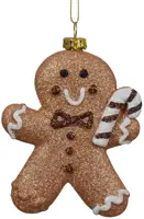 Decoris kunststof kerst ornament peperkoek man 10cm bruin - afbeelding 1