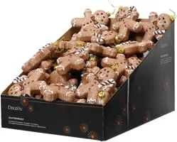 Decoris kunststof kerst ornament peperkoek man 10cm bruin - afbeelding 2