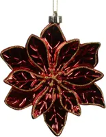 Decoris kunststof kerst ornament poinsettia 14.5cm rood - afbeelding 1