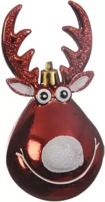 Decoris kunststof kerst ornament rendier 11.5cm rood - afbeelding 1