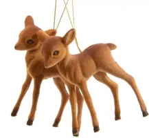 Decoris kunststof kerst ornament rendier 7.5cm bruin 2 stuks kopen?