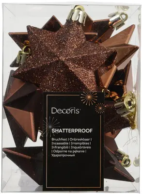 Decoris kunststof kerst ornament ster 3cm espresso 12 stuks