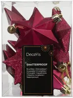 Decoris kunststof kerst ornament ster 3cm festive roze 12 stuks