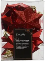 Decoris kunststof kerst ornament ster 3cm kerstrood 12 stuks