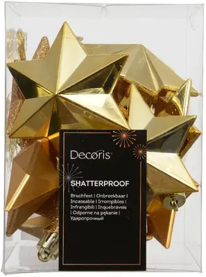 Decoris kunststof kerst ornament ster 3cm licht goud 12 stuks