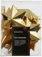 Decoris kunststof kerst ornament ster 3cm licht goud 12 stuks