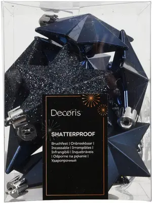Decoris kunststof kerst ornament ster 3cm nachtblauw 12 stuks