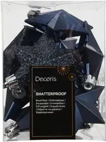 Decoris kunststof kerst ornament ster 3cm nachtblauw 12 stuks