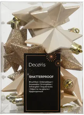 Decoris kunststof kerst ornament ster 3cm parel 12 stuks