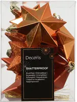 Decoris kunststof kerst ornament ster 3cm warm oranje 12 stuks