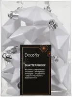 Decoris kunststof kerst ornament ster 3cm winterwit 12 stuks