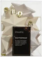 Decoris kunststof kerst ornament ster 3cm wolwit 12 stuks