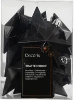 Decoris kunststof kerst ornament ster 3cm zwart 12 stuks