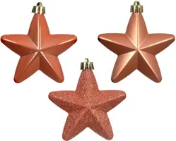 Decoris kunststof kerst ornament ster 7.5cm pompoen 6 stuks - afbeelding 2