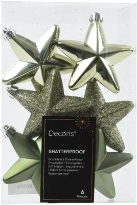 Decoris kunststof kerst ornament ster 7.5cm rosemarijn 6 stuks - afbeelding 1