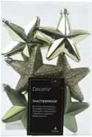 Decoris kunststof kerst ornament ster 7.5cm rosemarijn 6 stuks - afbeelding 1