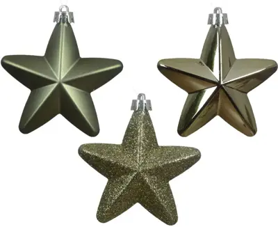 Decoris kunststof kerst ornament ster 7.5cm rosemarijn 6 stuks - afbeelding 2