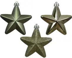 Decoris kunststof kerst ornament ster 7.5cm rosemarijn 6 stuks - afbeelding 2