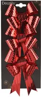 Decoris kunststof kerst ornament strik 14cm kerstrood 3 stuks