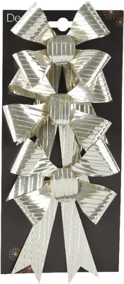 Decoris kunststof kerst ornament strik 14cm parel 3 stuks