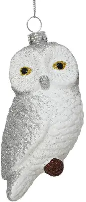 Decoris kunststof kerst ornament uil 10.5cm wit