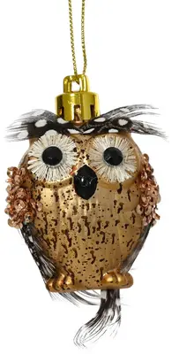 Decoris kunststof kerst ornament uil 6cm bruin