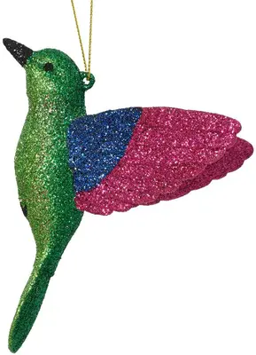 Decoris kunststof kerst ornament vogel 11.5cm groen, roze
