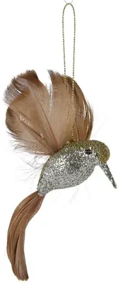 Decoris kunststof kerst ornament vogel 8cm bruin 