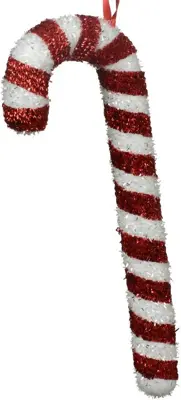 Decoris kunststof kerst ornament zuurstok 30cm rood, wit