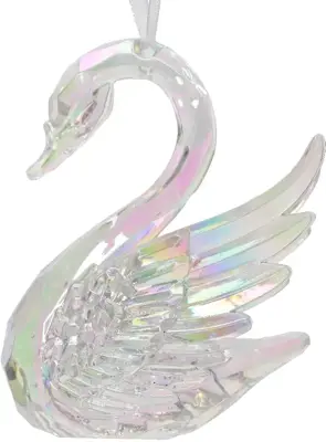 Decoris kunststof kerst ornament zwaan 10cm transparant
