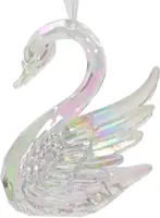 Decoris kunststof kerst ornament zwaan 10cm transparant kopen?