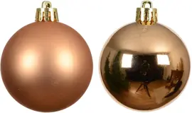 Decoris kunststof kerstbal 10cm brandy 4 stuks - afbeelding 2