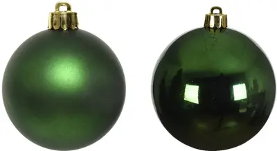 Decoris kunststof kerstbal 10cm dennengroen 4 stuks - afbeelding 2