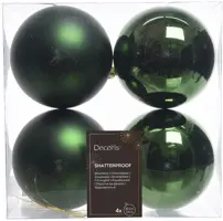 Decoris kunststof kerstbal 10cm dennengroen 4 stuks - afbeelding 1
