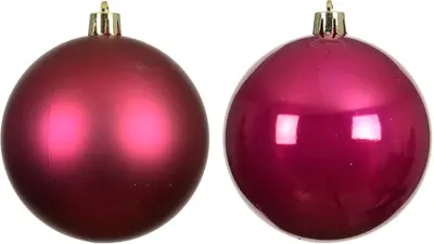 Decoris kunststof kerstbal 10cm festive roze 4 stuks - afbeelding 2