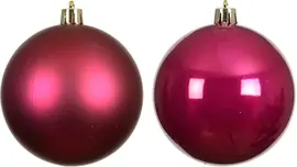 Decoris kunststof kerstbal 10cm festive roze 4 stuks - afbeelding 2