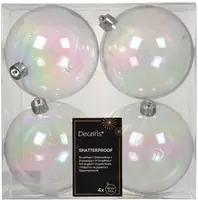Decoris kunststof kerstbal 10cm iris 4 stuks - afbeelding 1
