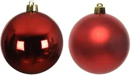 Decoris kunststof kerstbal 10cm kerstrood 4 stuks - afbeelding 2
