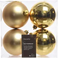 Decoris kunststof kerstbal 10cm licht goud 4 stuks - afbeelding 1